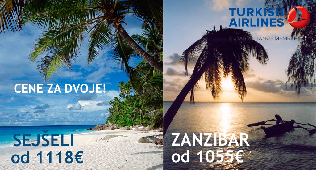 Turkish Airlines - Zanzibar i Sejšeli cene za dvoje